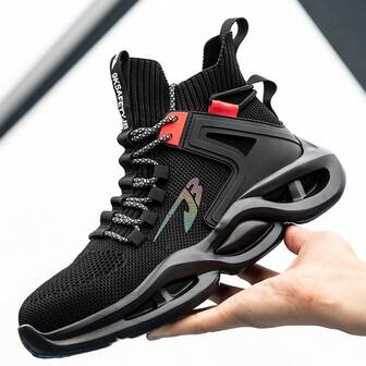 Men's Outdoor Work Shoes, Fashionable Appearance, Breathable, Lightweight, Soft & Anti-Slip Sole, Steel Toe Cap Impact & Puncture Resistant, Durable Comfortable Soft Bottom, High-Top Protective