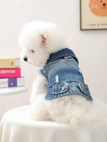 PETCIRCLE 1件寵物衣服 小型犬幼犬可愛寵物破洞個性風項圈附牽繩扣環酷款外套 - 彩色 - 查看 2