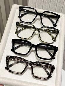 6pcs Women Plastic Full Frame Multicolor Flat Lens Casual Style Classic Korean Style Shades Basics Clear Glasses Combination For Back-To-School Essentials,Street Snap,Reading Decoration - 彩色 - 查看 7