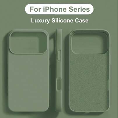 Liquid Silicone 3-Layer Full Protective Soft Rubber Phone Case Compatible With IPhone 17, 17 Air, 17 Pro, 17 Pro Max, With Shock-Proof Protection, Anti-Scratch Microfiber Lining, Also Compatible With IPhone 13, 11, 16 Pro Max, 15, 14 Plus, 12 Mini, XS Max, 7, 8 Plus