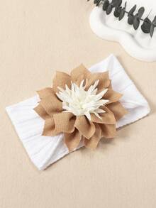 1pc Autumn/Winter New 3D White Flower Bud Baby Headband, Soft Comfortable Jacquard Nylon Infant Headwear, Creative Baby Hair Accessory