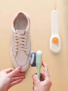 1 件可悬挂软毛清洁刷，带自动液体分配器 - 塑料鞋和洗衣刷，内置孔，方便存放，非常适合运动鞋和家居清洁，鞋清洁工具 | 软毛刷 | 耐用塑料刷，鞋清洁剂