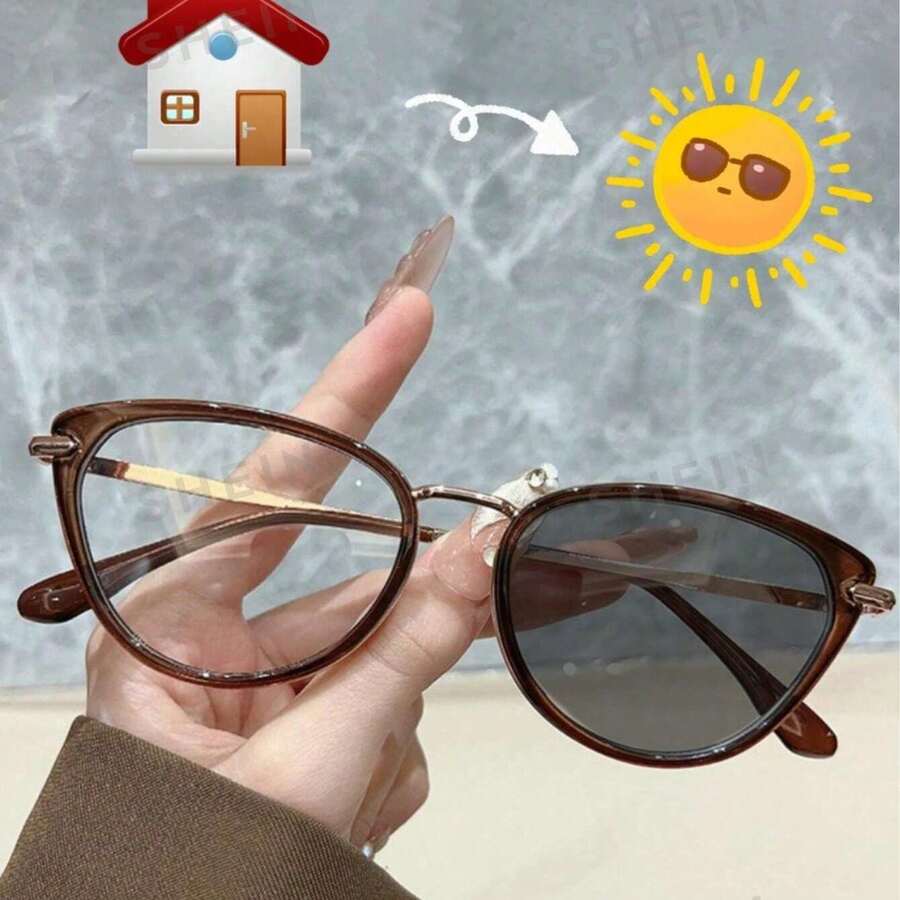 Y2k Cold Tea Colored Cat Eye Glasses For Women Clear Glasses Accessories