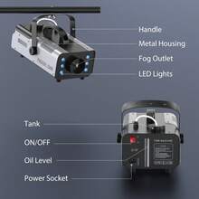 U'King 1200W Fog Machine Smoke Haze Generator, RGB LED Lights & Remote Control For Stage DJ Party Halloween - Ver 7