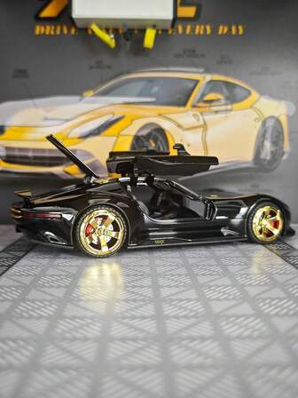 YCMODEL A Simulation Alloy Car Model Of A High-Tech Concept Sports Car. The Body Of The Car Model Is Made Of Zinc Alloy Material, And Both Sides Of The Car Doors Can Be Opened. And Trunk Door Can Also Be Opened. It Is A Children's Toy Car With Simulated Sound And Lighting Functions. The Car Model Is Rich In Details, Finely Crafted, And Of Good Quality. It Is Suitable For Collection And Can Be Given As A Birthday Gift To Children