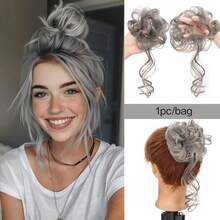 1pc/2pcs Synthetic Messy Updo Hair Bun Chignon Scrunchies Fake Hair Band Braid Elastic Hairpiece Tail For Women Synthetic Curly Ponytail - Multicolor - View 31