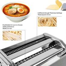 Máquina para hacer pasta, 9 grosores y 2 anchos ajustables, máquina para hacer pasta fresca, cortador de pasta para espaguetis, fideos, vermicelli, dumplings - 1 - Ver 3