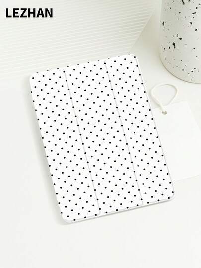 1 件黑白波尔卡圆点印花保护壳，兼容 iPad 10.2、iPad Pro 11 英寸 2021/2020/10 代、iPad Mini 4/5/6、Galaxy Tab A8 10.5 英寸 2022、Matepad 10.4 英寸/Tab，带铅笔槽，防摔，平板电脑支架保护套