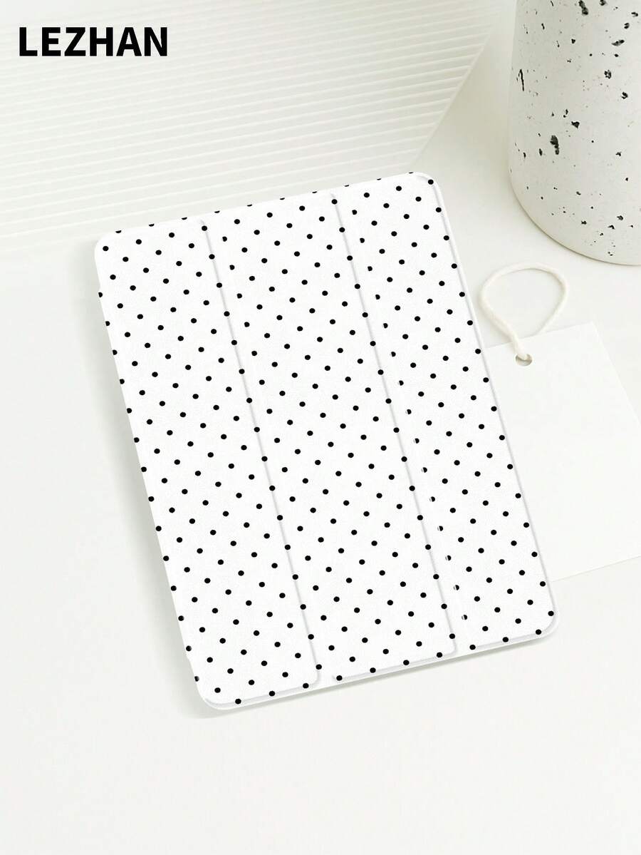 1 件黑白波尔卡圆点印花保护壳，兼容 iPad 10.2、iPad Pro 11 英寸 2021/2020/10 代、iPad Mini 4/5/6、Galaxy Tab A8 10.5 英寸 2022、Matepad 10.4 英寸/Tab，带铅笔槽，防摔，平板电脑支架保护套