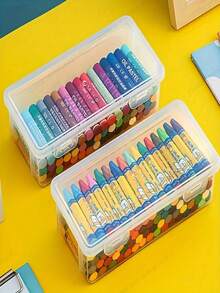 1pc/3pcs/5pcs Large-Capacity Transparent Pencil Case | Plastic Pencil And Crayon Organizer Box With Paint Finish | Stationery Storage For Colored Pencils, Markers, Watercolor Pens