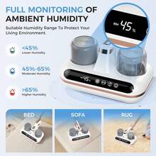 5合1无线床垫吸尘器，采用紫外线和超声波技术，10000PA吸力，低噪音，适用于清洁灰尘、宠物毛发等。 - 彩色 - 查看 8