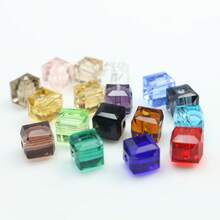 95-100pcs 4/6MM Clear Square Beads Faceted Crystal Glass Cube Beads For DIY Handmade Bracelets Necklaces Earrings Fashion Jewelry Accessories - Màu xanh Ô liu - Xem 4