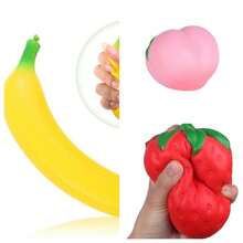 1/3/6/10件香蕉减压玩具各种水果弹力玩具PU减压球教室生日圣诞节礼物小型派对用品减压派对礼品袋填充物 - 彩色 - 查看 16