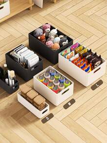 1pc Desktop Storage Box, Snacks, Miscellaneous Items, Cosmetics Box, Student Dormitory Storage Basket, Storage Box, Folding Storage Box - Multicolor - View 1