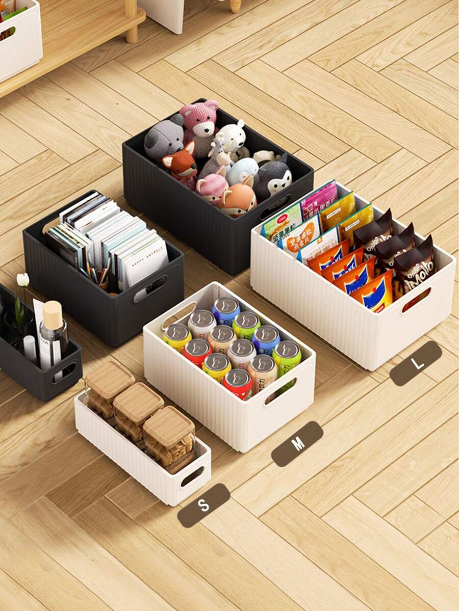1pc Desktop Storage Box, Snacks, Miscellaneous Items, Cosmetics Box, Student Dormitory Storage Basket, Storage Box, Folding Storage Box - Multicolor - View 1
