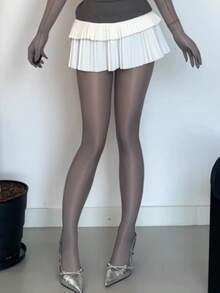 1 Pair Women's Shiny Burgundy Sheer High Elasticity Pantyhose, Sexy & Fashionable, Suitable For Dates, Parties And Christmas Gifts - Burgundy - View 22