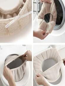 1pc Soft & Warm Toilet Seat Cover, Washable Thickened Cushion Suitable For Toilet And Bidet, Anti-Slip Elastic Design, Universal Fit