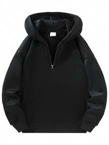 Áo nỉ dài tay màu trơn, kiểu dáng thể thao, có khóa kéo, thích hợp mặc đi làm mùa thu đông 2025. - màu đen - Xem 3