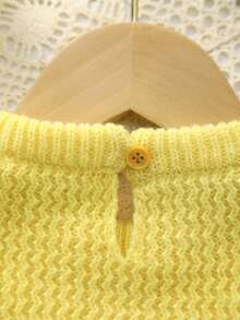 Infant Round Neck Long Sleeve Warm Knit Sweater - Yellow - View 6