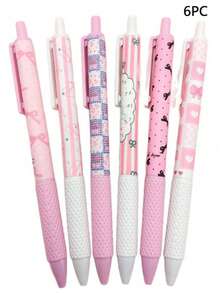 1/6pcs Ultra Dry Pink Gel Pen, Accurate 0.5mm, Smooth Writing, Suitable Forffices And Classrooms, Suitable Foreenagers And Adults, Suitable Forome And Classroom Education, Multi-Purpose Gel Pen Is Very Suitable Forear-End Examinations, A Set Of Gel Pens And Ball Pens, Holiday Appliances, Classroom Supplies, Children's Day Gifts