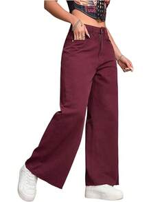 Denim Wide Leg Trousers Straight Loose Baggy Jeanshalloween