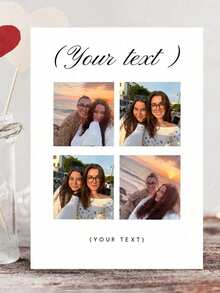 1pc Personalized Greeting Card, Customizable With Couple Photos, Creative Couple Design, Suitable For Birthday, Anniversary, Graduation, Wedding, School Opening, Back To School, Custom Gift For Him/Her, Family, Friends, Thoughtful Gift - Multicolor - View 4