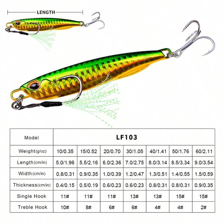 PROBEROS 8pcs Premium Sinking Metal Jig Fishing Lure For Cut Design For Enhanced Attraction - Ideal For Catching Sea Bass And Other Fish - With Treble Hooks For Saltwater - Multicolor - View 6