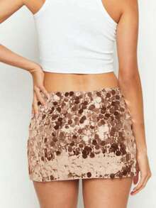 Autumn/Winter Sequin Mini Skirt, Party Dress, Women's Cocktail Dress, Women's Short Concert Outfit, Music Festival Outfit, Electronic Dance Outfit