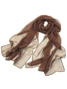 1 pieza Bufanda de gasa de unicolor clásico para mujer, bufanda de seda versátil, primavera para vestido - Café integral - Ver 6