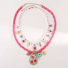 Mydear 1 件波西米亚花卉和红珊瑚多元素吊坠项链，适合女性在海滩度假时佩戴