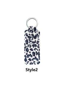 口红钥匙扣收纳包，多功能口红钥匙扣盒，夹式口红收纳包，女士包包配件，实用礼物，豹纹口红钥匙扣收纳包，夹式口红盒，弹力口红钥匙扣收纳包（可搭配黑色按扣） - 彩色 - 查看 3