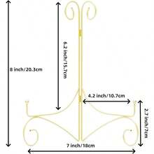 Plate Display Stands With Hinged Folding Design 8 Inch Picture Frame Stand For Tables Decorative Easels For Plates Photos Cards And Books 8 Gold - 金色 - 查看 3