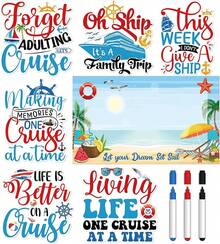 Fall Cruise Door Magnet - 16 Pcs Halloween Large Ship Decorations Funny Mailbox Covers Magnetic Cute Blue Pumpkin Cabin Anchor Stateroom Stickers Decals For Fridge Refrigerator Party Decor - 搞笑標語-7件 - 查看 2