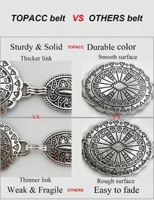 TOPACC Western Metal Concho Belt For Women Cowgirl Chain Belts For Dresses Jeans Country Concert Outfit - 銀色 - 查看 8