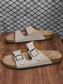 女式夏季双带舒适一脚蹬凉鞋，带足弓支撑，软木鞋底，用途广泛