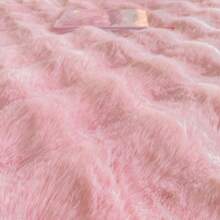 3pcs Set: 1pc Thickened Solid Color Faux Fur Fitted Sheet + 2pcs Pillow Shams, All-Around Wrap-Around Design To Prevent Bed Slip, Machine Washable, Warm & Comfortable For Bedroom, Home, And Dorm Use - Pink - View 7