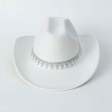 1 chiếc mũ lưỡi trai Unisex trang trí thắt lưng Boho Cowboy Hat Ridge Cowgirl Hat Beach Hat Panama Hat Sun Hat Jazz Hat Soft Felt Hat Fedora cho hoạt động ngoài trời - Hồng - Xem 2