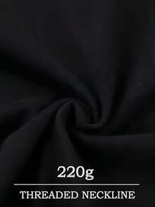 Black T - Shirt With The Cure,Comfortable Casual Short Sleeve, 220 Grams Heavyweight Cotton Printed T-Shirt - 黑色 - 查看 4