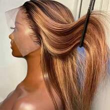 Ombre Lace Front Wig Human Hair Highlight 5x5 HD Straight Lace Front Wigs 200% Density 4/27 Colored Honey Blonde HD Lace Frontal Wigs For Women Pre Plucked With Baby Hair 30inch - S4/27 - Xem 1
