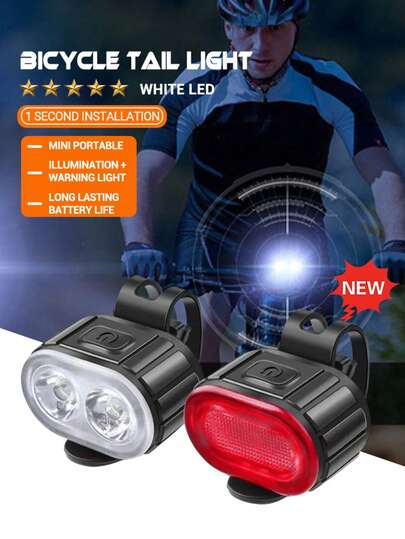 Cycling Bike Front And Rear Light Set, Waterproof USB Charging LED Head Light And Tail Light For Mountain Bike, Bicycle Accessories