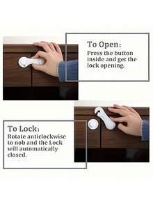 10pcs Premium White Cabinet Door Locks - Safety Locks For Drawer, Cupboards, Fridge, Oven, Closet, Pantry - Adhesive, Easy Installation, Tamper-Proof, Durable Door Latch Locks, Safety Locks For Cupboard - Multicolor - View 9