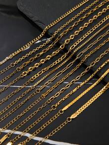 12pcs Fashion Stainless Steel Gold Silver Necklace Bracelet Jewellery Set Suitable For Daily Matching Use Lots Of Accessories - Multicolor - View 7