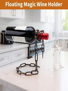 Novel Magic Floating Steel Chain Wine Bottle Holder / Stand - Keep The Bottle In Mid-Air. This Unique Suspended Wine Bottle Stand Is Perfect For Home Bars, Kitchens Or Party Decorations.