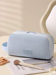 1件/套纯色灯芯绒化妆包，女孩化妆包套装，化妆品收纳包，多功能储物包，带拉链手拿包，轻便洗漱包，可收纳护肤品、化妆品、唇油、防晒霜、护手霜、耳机、零钱、文具、小物件等。可爱化妆包，化妆包，化妆盒，化妆包，日常通勤必备，旅行必备，圣诞节和生日的完美礼物之选。 - 藍色 - 查看 3