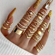 30pcs Geometric Creative Ring Set, Asymmetrical Design Rings For Women, Suitable For Weddings, Parties, Music Festivals, Holidays