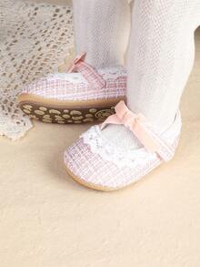 1 Pair Infant Girl Princess Shoes, Soft Bottom Toddler Shoes, 0-1 Years Old, 6-8 Months, 9-12 Months, Suitable For 100 Days, 1st Birthday - Pink - View 3