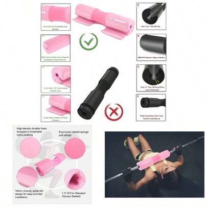 Barbell Pad Squat Pad Squats Hip Thrusts Lunges Glute - Neck Shoulder Protective Pad With Nylon Padding Support, Fit Smith And Standard Weightlifting Cushion