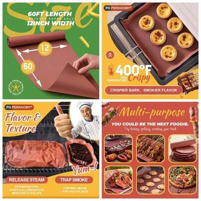 - Rollo de papel de carnicero rosa de 15x 720 pulgadas 60 pies para ahumador, barbacoa, ahumar, carne, sin blanquear, sin recubrir, rosa, 15x 60 pies