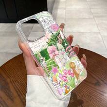 Funda magnética para phone 11/12/13/14/15/16/Promax con diseño de collage verde. Resistente, compatible, a prueba de golpes, de silicona. Elegante, duradera y fácil de usar - transparente - Ver 3