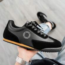 Men's Casual Sneakers - Low-Top Design, Durable PU Upper And Rubber Sole, Comfortable Fabric Lining Casual Athletic Shoes - Black - View 4